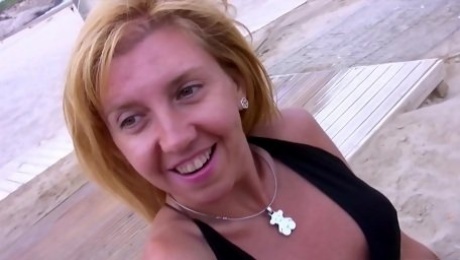 Mature blonde Eva Persson picked up on the beach for a hardcore fuck