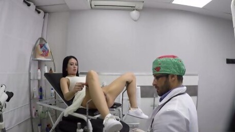 Pussy exam is turned into proper doggy fuck for horny doctor Nick Moreno