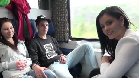 The guys swapped chicks and had sex on the train