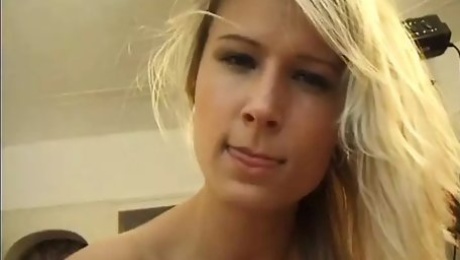 I film the blonde Ingrid with the phone, an exhibitionist